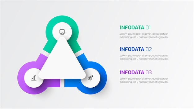 Prezentacja Szablonu Infografiki Biznesowej Z Etykietą Koła 3 Opcje I Ikoną Prezentacji