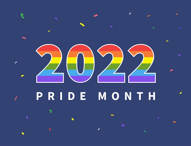 Pride 2022 Banner Miesiąc Dumy W Czerwcu Tęczowa Flaga Na Numer 2022 Ilustracja Wektorowa