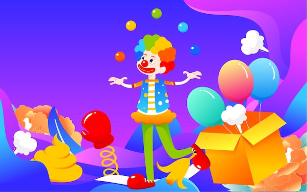 Prima Aprilis klaun żonglerka ilustracja święto święto trudne plakat