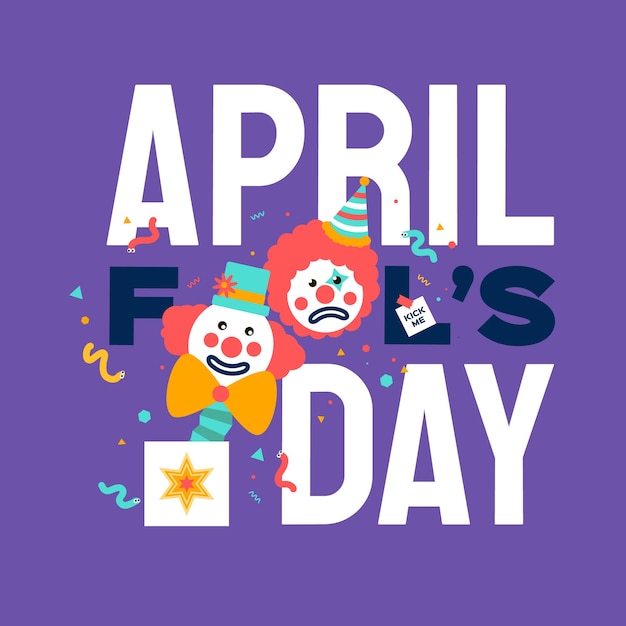 Prima aprilis z postacią klauna w stylu wyciętym z papieru Impreza 1 kwietnia Prezent pudełko żartów Dzień głupców
