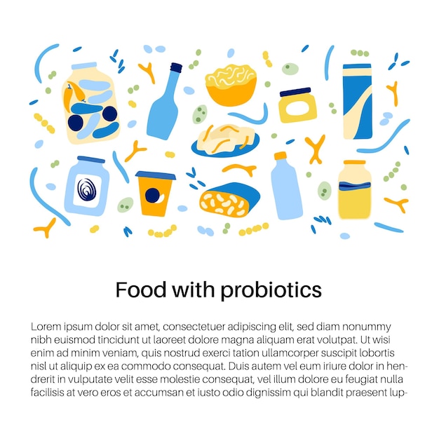 Probiotyki. Najczęstsze Bakterie Chorobotwórcze I Pożyteczne. Ilustracja Wektorowa Ludzkiej Mikrobioty Jelitowej