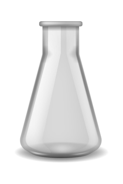 Probówka chemiczna. Apteka medyczna lub biologia sprzęt do butelek laboratoryjnych do eksperymentów i analiz, szkło laboratoryjne 3d do płynów, realistyczne ilustracja wektorowa na białym tle