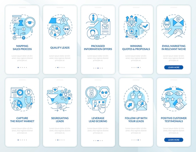 Proces Konwersji Leadów – Niebieski Zestaw Ekranów Aplikacji Mobilnej Podczas Wprowadzania