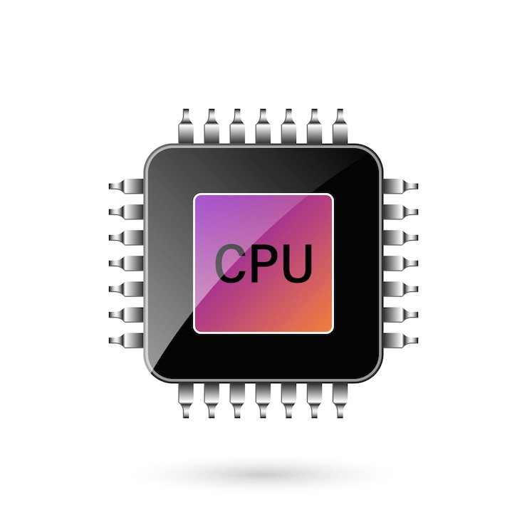 Wektor procesor dla ikony komputera i smartfona w stylu płaski chipset procesora ilustracji wektorowych na izolowanym tle koncepcja biznesowa znak mikrochip