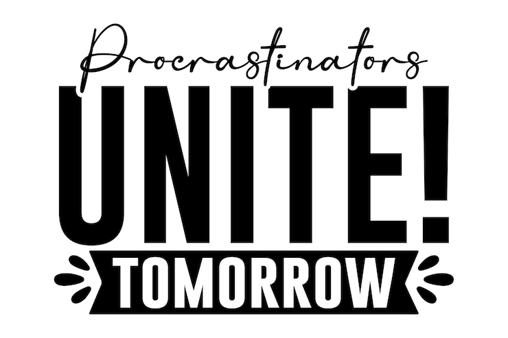 Wektor procrastinators zjednoczyć jutro