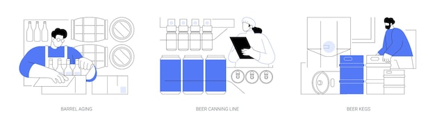 Produkcja I Przechowywanie Piwa Abstrakcyjne Ilustracje Wektorowe Koncepcji
