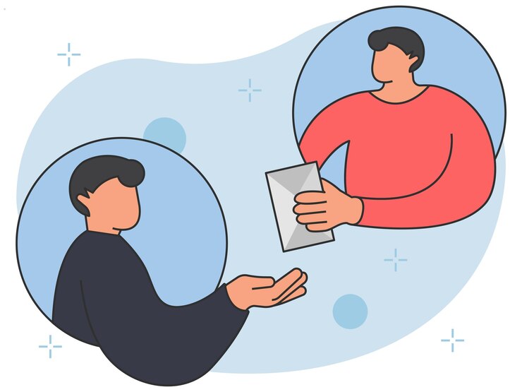 Wektor profesjonalna ilustracja wektorowa partnera dzielącego kopertę