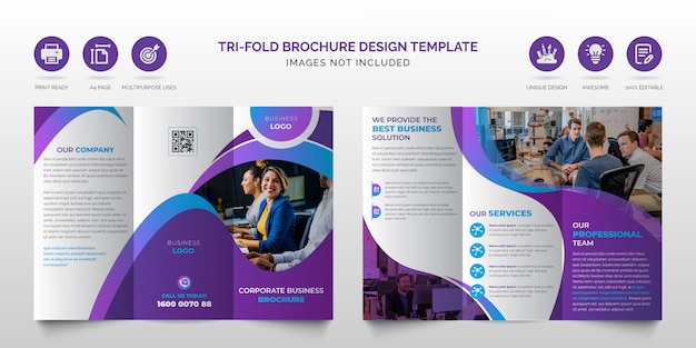Plik wektorowy profesjonalna korporacyjna nowoczesna niebieska i fioletowa uniwersalna broszura składana lub najlepszy szablon projektu broszury biznesowej