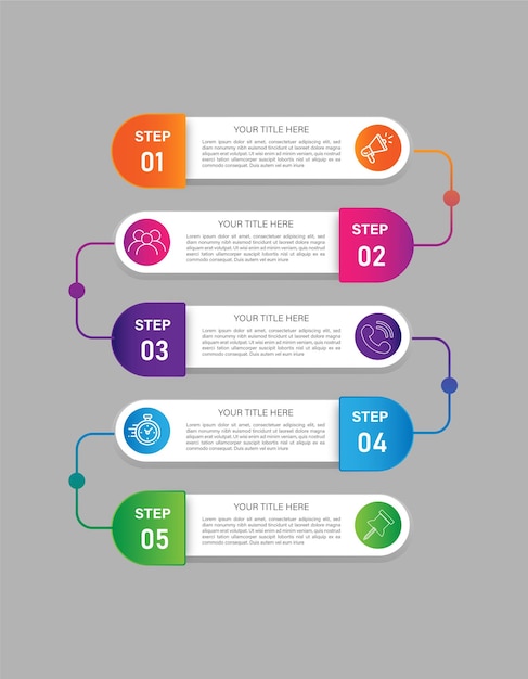 Profesjonalne Kroki 5 Infografika Biznes Nowoczesny Szablon Projektu Darmowych Wektorów