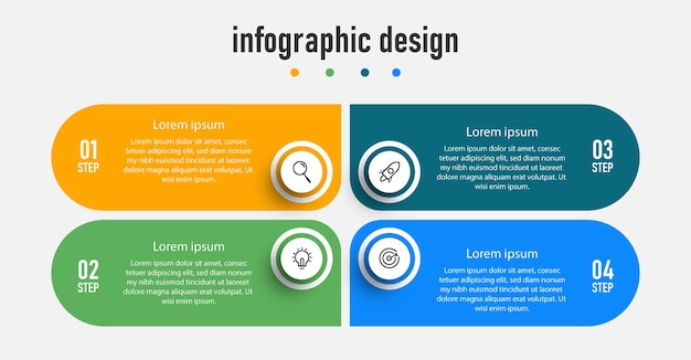 Profesjonalne Kroki Szablon Elementu Projektu Infografiki Premium Wektor