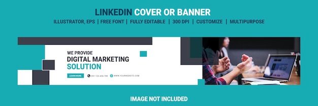 Plik wektorowy profesjonalny baner lub nagłówek strony linkedin w zakresie marketingu cyfrowego