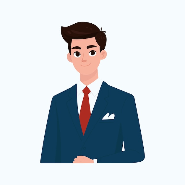 Profesjonalny biznesmen w formalnym garniturze z ilustracją pewnego uśmiechu