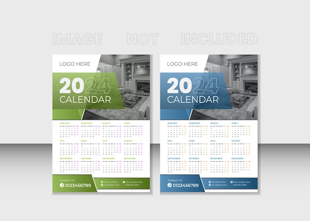 Plik wektorowy profesjonalny kalendarz ścienny i biurkowy kalendarz projekt szablonu kalendarz miesięczny 2024