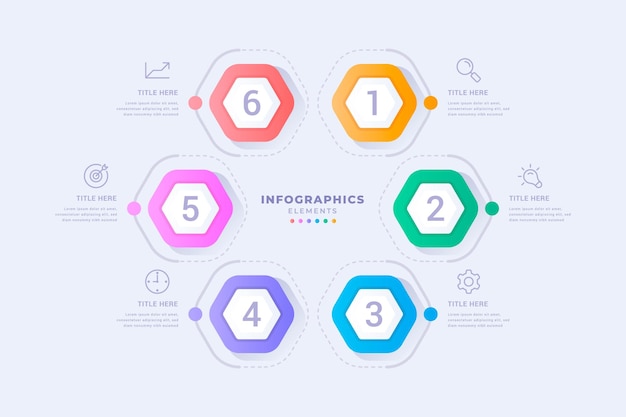Profesjonalny Okrągły Nowoczesny Szablon Infografiki Z Sześcioma Krokami