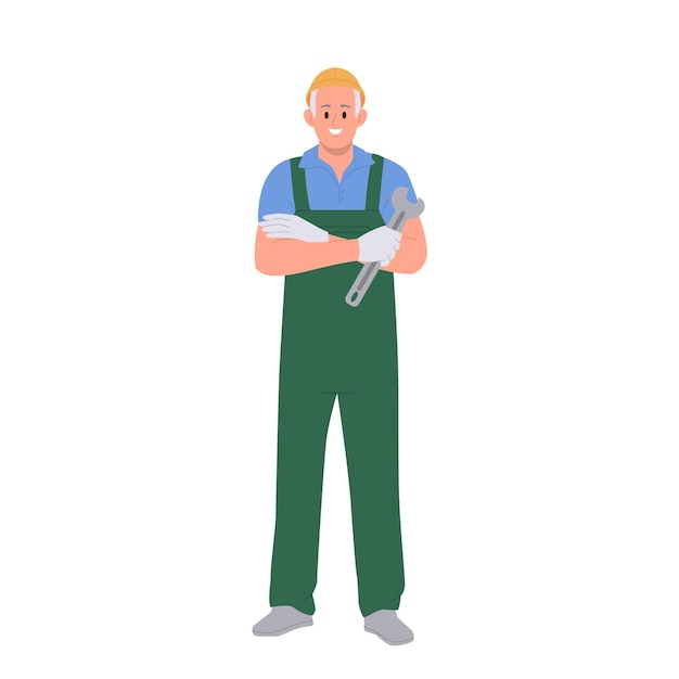 Profesjonalny pracownik kolei, inżynier metra, pracownik kolei, postać z kreskówki na białym tle na białym tle. Technik pociągu, mechanik na służbie. Ilustracja wektorowa. Ludzie zawód zawód