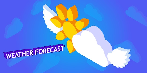 Prognoza pogody izometryczny projekt ikona Wektor ilustracja sieci web 3d kolorowy koncepcja