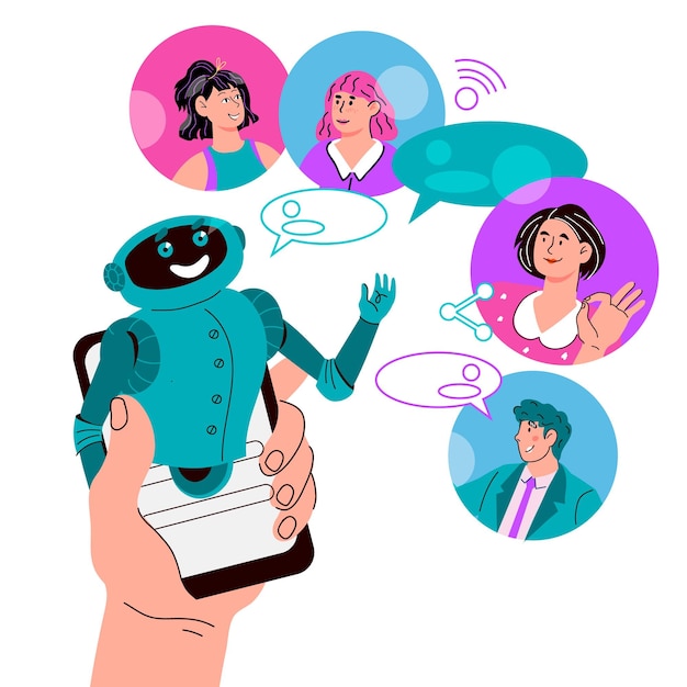 Program Chatbot, W Którym Klienci Mają Dialog Z Asystentem Robota Na Smartfonach