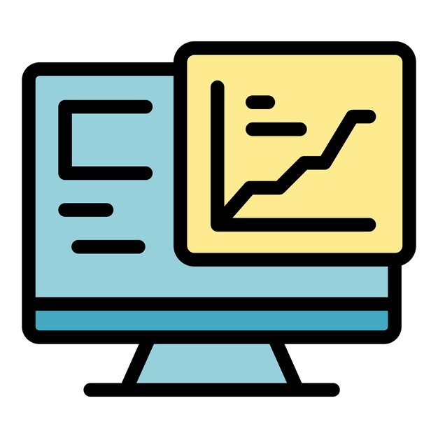 Plik wektorowy program graficzny ikonowy zarys wektorowy kod monitorowy praca internetowa kolor płaski