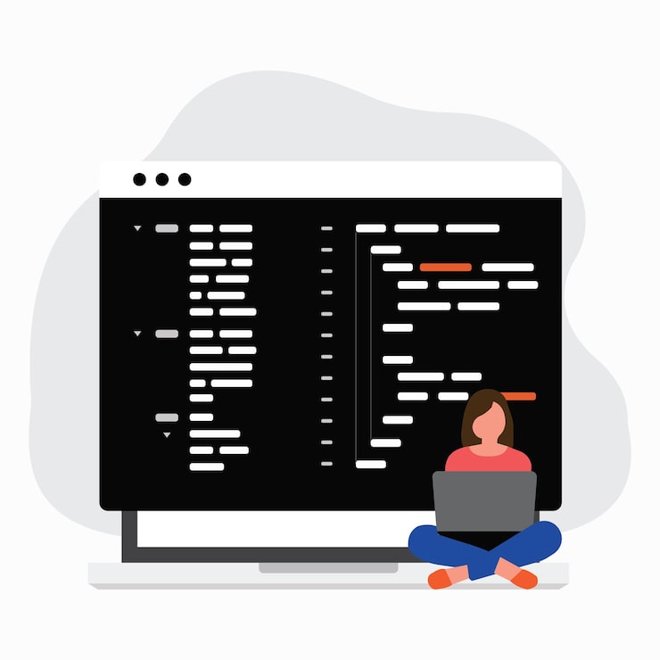 Wektor programmers coding and create a projects backend and frontend developer stock illustration