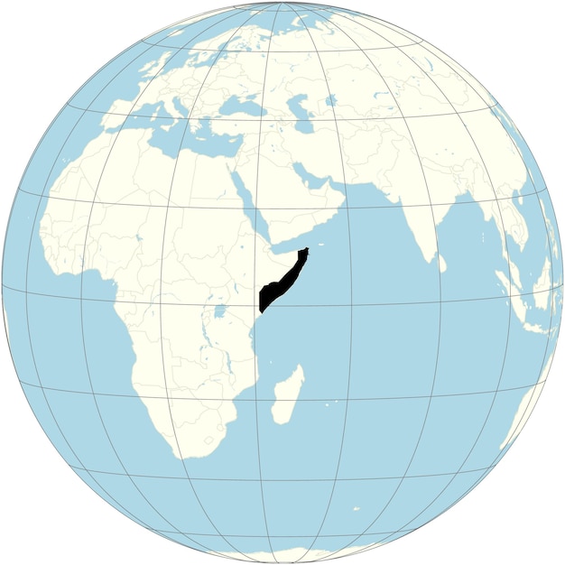 Projekcja Ortograficzna Mapy świata Z Somalią W środku Kraju