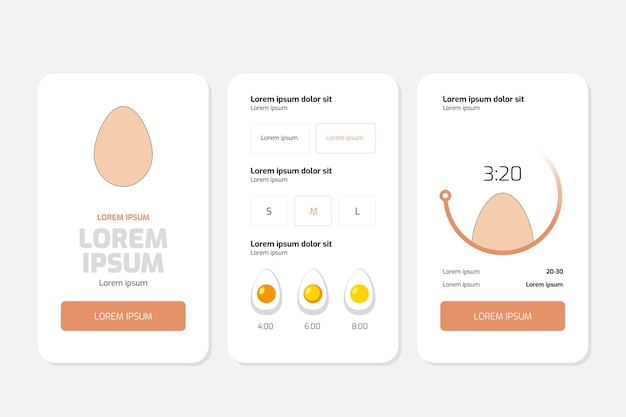 Projekt aplikacji wektorowej do gotowania jaj z timerem i typami jaj