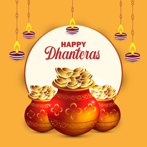 Plik wektorowy projekt banera indyjskiego festiwalu happy dhanteras szablonu
