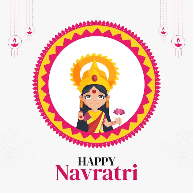 Projekt Banera Indyjskiego Festiwalu Happy Navratri Szablonu