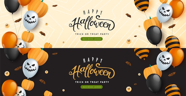Plik wektorowy projekt banera na halloween z elementami świątecznymi halloween
