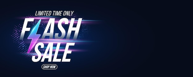 Projekt banera sprzedaży flash Plakat handlowy lub okładka z ikoną flash i tekstem na abstrakcyjnym tle