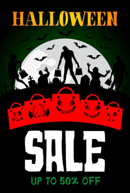 Projekt Banera Sprzedaży Na Halloween Z 50 Szablonami Rabatowymi Plakatu Z Okropnym Domem Halloweenowa Kartka Z życzeniami Przerażające śmieszne Opakowania