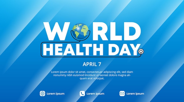 Projekt Banera światowego Dnia Zdrowia Z Jasnym Niebieskim Tłem