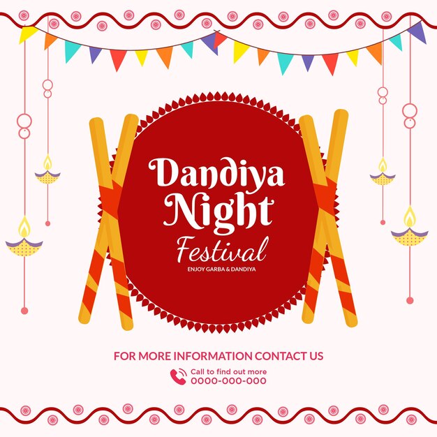 Projekt Banera Szablonu Festiwalu Dandiya Night