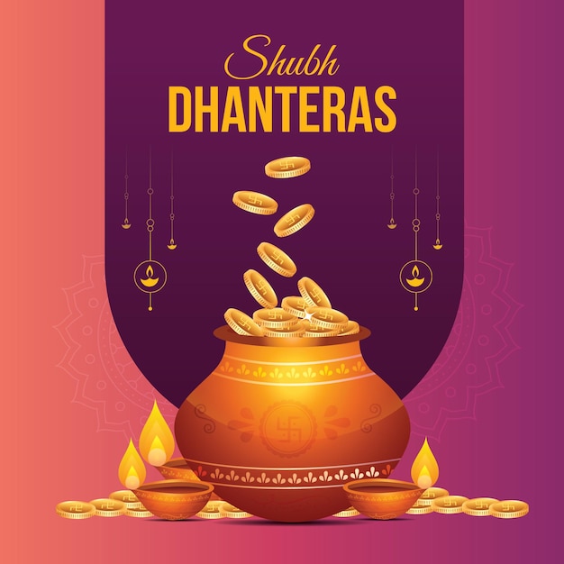 Projekt Banera Szablonu Indyjskiego Festiwalu Shubh Dhanteras