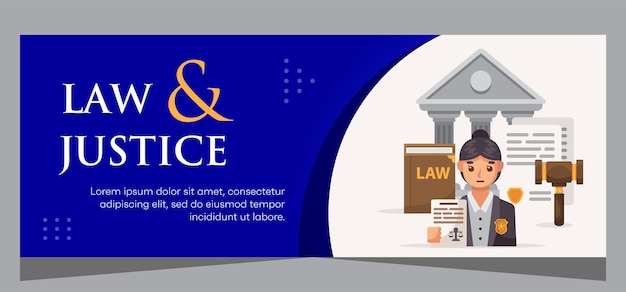 Plik wektorowy projekt banera szablonu prawa i sprawiedliwości szablon banera premium