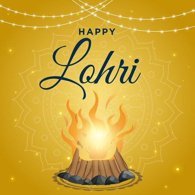 Plik wektorowy projekt banera szablonu stylu cartoon happy lohri festival