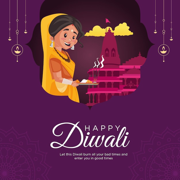 Projekt Banera Szczęśliwego Szablonu Festiwalu Diwali Indian