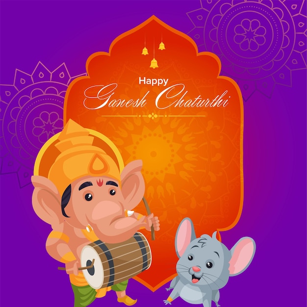 Projekt Banera Szczęśliwy Szablon Festiwalu Ganesh Chaturthi Indian