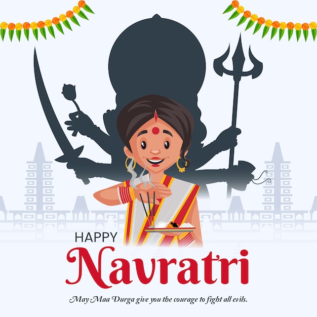 Plik wektorowy projekt banera szczęśliwy szablon festiwalu navratri indian hindu