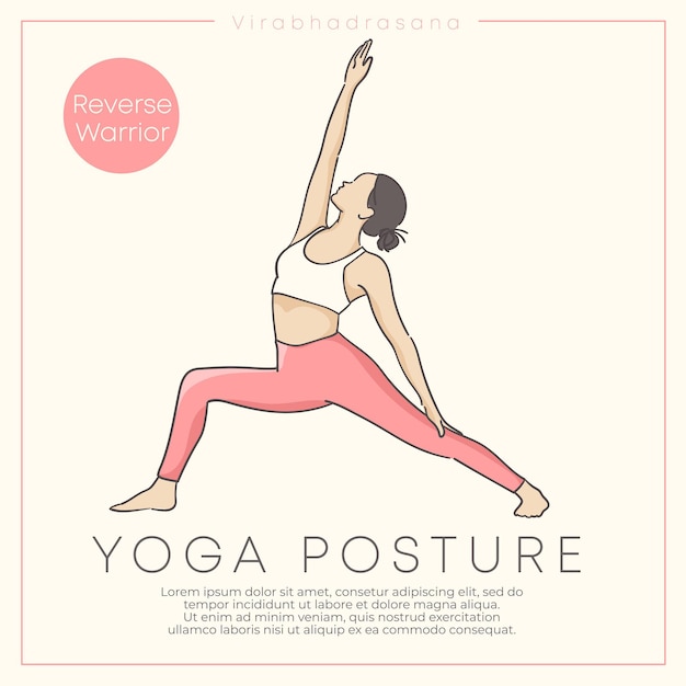 Plik wektorowy projekt banera z ręcznie rysowaną ilustracją zdrowej młodej kobiety ćwiczącej jogę w pastelowym stroju ilustracja wektorowa