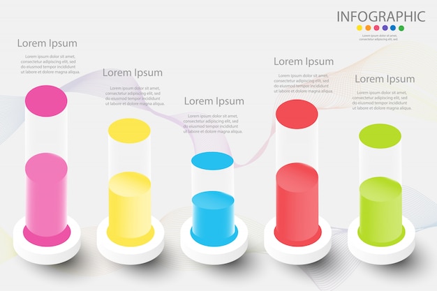 Projekt Biznesowy Szablon 5 Kroków Infographic Elementu Mapy.