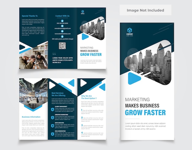 Plik wektorowy projekt broszury składanej na trzy części dla agencji promocji usług