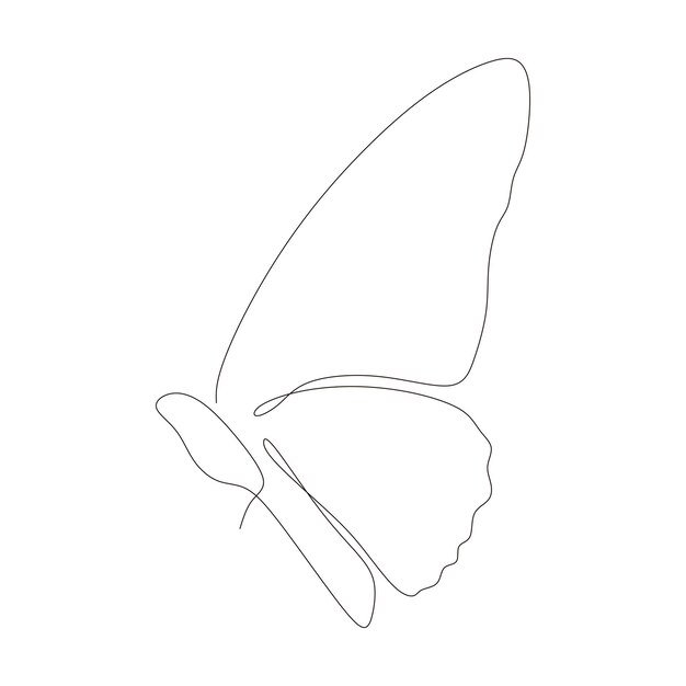 Projekt Ciągłego Rysunku Motyla Na Białym Tle Dla Logo Lub Elementu Dekoracyjnego