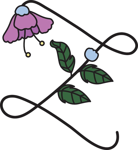 Plik wektorowy projekt czcionki w formie kwiatów nadaje się do tworzenia logo lub do nauczania dzieci