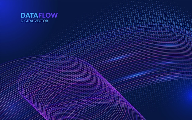 Projekt dla przepływu danych Futuristyczna technologia Biznes Nauka dla projektowania stron internetowych Prezentacja banerowa Elegantny abstrakcyjny przepływ i okrągłe wzory dla ponadczesnego stylu Brandingu Ilustracja wektorowa
