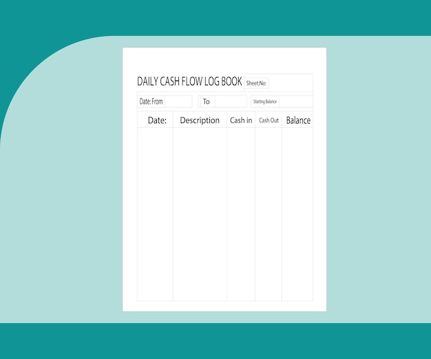 Plik wektorowy projekt dziennika dziennika przepływów pieniężnych