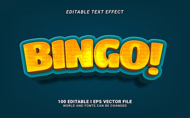 Plik wektorowy projekt efektu tekstowego w stylu bingo 3d