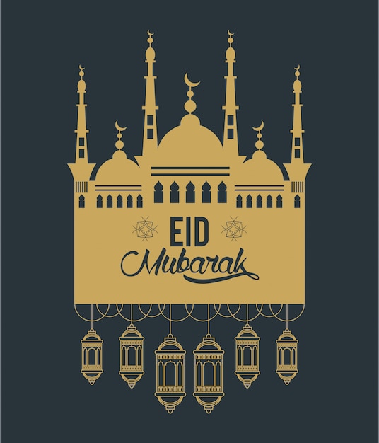 Projekt Eid Mubarak Z Sylwetką Meczetu