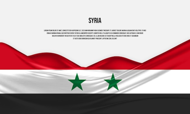 Projekt Flagi Syrii. Machająca Flaga Syryjska Wykonana Z Satyny Lub Jedwabiu. Ilustracja Wektorowa.