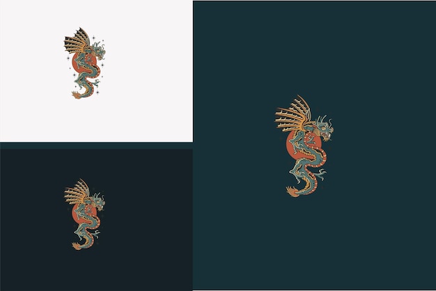 Projekt graficzny projektu ilustracji wektorowych smoka