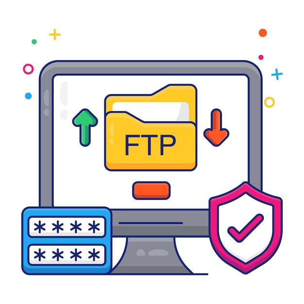 Projekt ikony edytowalnego wektora ftp